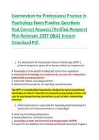 Examination for Professional Practice in &NewLine;Psychology Exam Practice Questions &NewLine;And Correct Answers &lpar;Verified Answers&rpar; &NewLine;Plus Rationale 2027 Q&A&vert; Instant &NewLine;Download Pdf&period;  