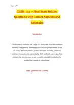 CHEM 103 &mdash; Final Exam Edition Questions with Correct Answers and Rationales