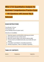 WGU C723 Quantitative Analysis for &NewLine;Business Comprehensive Practice Exam &ndash; 100 Questions with Answer Key & &NewLine;Rationale