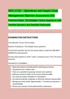 WGU C720 &ndash; Operations and Supply Chain &NewLine;Management Objective Assessment &lpar;OA&rpar; &NewLine;Practice Exam 100 Multiple-Choice Questions with &NewLine;Verified Answers and Detailed Rationales 