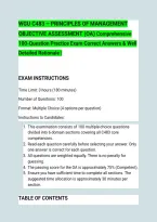WGU C483 &ndash; PRINCIPLES OF MANAGEMENT &NewLine;OBJECTIVE ASSESSMENT &lpar;OA&rpar; Comprehensive &NewLine;100-Question Practice Exam Correct Answers & Well &NewLine;Detailed Rationale &vert; 
