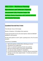 WGU C234 &ndash; Workforce Planning&colon; &NewLine;Recruitment and Selection Objective &NewLine;Assessment &lpar;OA&rpar; Practice Exam 100 &NewLine;Multiple-Choice Questions with Verified Answers &NewLine;and Detailed Rationales 