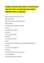 Nevada Pesticide Applicator C2 Certification Exam Study Guide 2026&ndash;2027&colon; 107 Practice Questions & Correct Answers &ndash; Insect Orders&comma; Plant Life Cycles&comma; Weed Control&comma; Herbicide Mechanisms&comma; Aquatic Plants & Nevada Regulations&NewLine;&NewLine;Description&NewLine;Pass the Nevada P