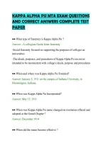 Kappa Alpha Psi Mta Exam Questions&NewLine;And Correct Answers Complete Test&NewLine;Paper&NewLine;