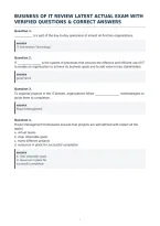 Business Of It Review Latest Actual Exam With&NewLine;Verified Questions & Correct Answers&NewLine;