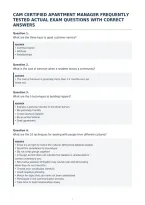Cam Certified Apartment Manager Frequently&NewLine;Tested Actual Exam Questions With Correct&NewLine;Answers