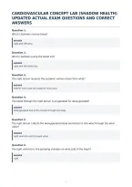 Cardiovascular Concept Lab &lpar;Shadow Health&rpar;&NewLine;Updated Actual Exam Questions And Correct&NewLine;Answers