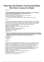 Test Bank For Maternity And Pediatric Nursing&comma; 5th Edition By Susan Ricci&comma; Theresa Kyle&comma; And Terri Carman&vert; All Chapters &vert; Questions & 100&percnt; Verified Answers And Rationales