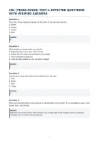 Cdl &lpar;Texas Rules&rpar; Test-1 Expected Questions&NewLine;With Verified Answers