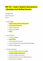 PGY 451 &ndash; Exam 2 Systems Neuroscience - Questions And Verified Answers