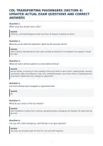 Cdl Transporting Passengers &lpar;Section 4&rpar;&NewLine;Updated Actual Exam Questions And Correct&NewLine;Answers