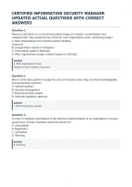 Certified Information Security Manager&NewLine;Updated Actual Questions With Correct&NewLine;Answers