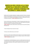 American Red Cross Acls Final &NewLine;Exam Fully Solved & Updated &NewLine;2026&lpar;Latest Version Verified For &NewLine;Accuracy&rpar; &vert; 2026 Latest&excl;&excl; 