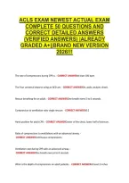 Acls Exam Newest Actual Exam &NewLine;Complete 50 Questions And &NewLine;Correct Detailed Answers &NewLine;&lpar;Verified Answers&rpar; &vert;Already &NewLine;Graded A&plus;&vert;&vert;Brand New Version &NewLine;2026&excl;&excl;&excl; 