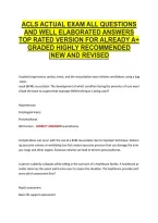 Acls Actual Exam All Questions &NewLine;And Well Elaborated Answers &NewLine;Top Rated Version For Already A&plus; &NewLine;Graded Highly Recommended &NewLine;&vert;New And Revised 