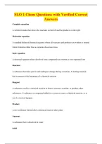 SLO 1 Chem Questions with Verified Correct&NewLine;Answers