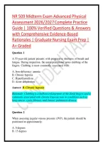 NR 509 Midterm Exam Advanced Physical Assessment 2026&sol;2027 Complete Practice Guide &vert; 100&percnt; Verified Questions & Answers with Comprehensive Evidence-Based Rationales &vert; Graduate Nursing Exam Prep &vert; A&plus; Graded