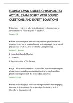 Florida Laws & Rules Chiropractic&NewLine;Actual Exam Script With Solved&NewLine;Questions And Expert Solutions