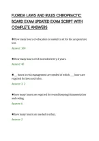Florida Laws And Rules Chiropractic&NewLine;Board Exam Updated Exam Script With&NewLine;Complete Answers&NewLine;