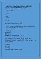 PTCB Practice Exam &lpar;Math&rpar; Questions &vert; 2026&sol;2027 &vert; Answers Correct &vert; With Complete Solutions