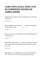 Florida Traffic School Online 4 Hour&NewLine;Bdi Comprehensive Questions And&NewLine;Correct Answers&NewLine;