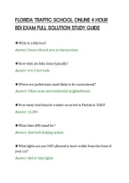 Florida Traffic School Online 4 Hour&NewLine;Bdi Exam Full Solution Study Guide