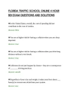 Florida Traffic School Online 4 Hour&NewLine;Bdi Exam Questions And Solutions