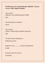 PTCB Practice Test Amanda PharmD &vert; 2026&sol;2027 &vert; Answers Correct &vert; With Complete Solutions