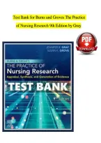 Test Bank For Burns & Grove&rsquo;s The Practice Of Nursing Research&comma; 9th Edition By Jennifer R&period; Gray&vert; All Chapters &vert; Questions & 100&percnt; Verified Answers And Rationales