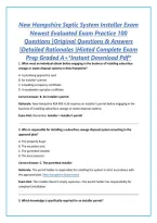 New Hampshire Septic System Installer Exam Newest Evaluated Exam Practice 100 Questions &vert;Original Questions & Answers &vert;Detailed Rationales &vert;Hinted Complete Exam Prep Graded A&plus;&ast;Instant Download Pdf&ast;