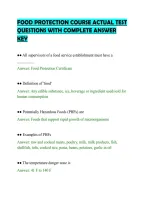 Food Protection Course Actual Test&NewLine;Questions With Complete Answer&NewLine;Key&NewLine;