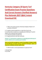 Bundle for Kentucky Category 20 Sports Turf Certification Exam Practice Questions And Correct Answers &lpar;Verified Answers&rpar; Plus Rationales 2027 Q&A &vert; Instant Download Pdf