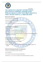 Nsg 3160 Exam 2 2026&sol;2027 &vert; 250 High-Yield Questions & Verified Answers With Explanations &vert; Latest Test Prep &vert; Recent & Most Tested Topics &vert; A&plus; Preparation