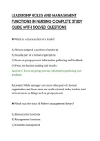 Leadership Roles And Management&NewLine;Functions In Nursing Complete Study&NewLine;Guide With Solved Questions&NewLine;
