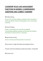 Leadership Roles And Management&NewLine;Functions In Nursing Comprehensive&NewLine;Questions And Correct Answers