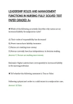 Leadership Roles And Management&NewLine;Functions In Nursing Fully Solved Test&NewLine;Paper Graded A&plus;