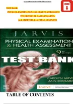 Test Bank&NewLine;Physical Examination And Health Assessment&NewLine;9Th Edition By Carolyn Jarvis&comma;&NewLine;All Chapters 1 - 32 &sol; Full Complete