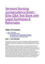 Vermont Nursing Jurisprudence Exam 2026&sol;2027&colon; Elite  Q&A Test Bank with Legal Syntheses & Rationales