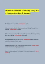 WI Real Estate Sales Exam Prep 2026&sol;2027 &ndash; Practice Questions & Answers &NewLine; &NewLine;