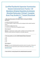 Certified Residential Appraiser Examination Newest Evaluated Exam Practice 120 Questions &vert;Original Questions & Answers &vert;Detailed Rationales &vert;&ast;Hinted&ast; Complete Exam Prep Graded A&plus;&ast;&ast;Instant Download Pdf&ast;&ast;
