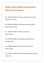 GOJET airport codes Exam Questions With Correct Answers