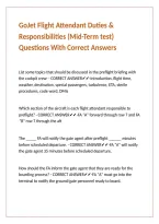 GoJet Flight Attendant Duties & Responsibilities &lpar;Mid-Term test&rpar; Questions With Correct Answers