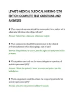 Lewis's Medical Surgical Nursing 12Th&NewLine;Edition Complete Test Questions And&NewLine;Answers