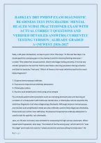 Barkley Drt Pmhnp Exam Diagnostic &NewLine;Readiness Test Psychiatric Mental &NewLine;Health Nurse Practitioner Exam With &NewLine;Actual Correct Questions And &NewLine;Verified Detailed Answers&vert; Currently &NewLine;Testing Version &vert; Already Graded &NewLine;A&plus;&vert;Newest &vert;2026-2027 