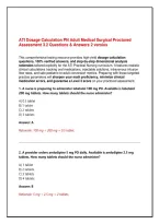 ATI Dosage Calculation PN Adult Medical Surgical Proctored Assessment 3&period;2 Questions & Answers