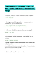 License Instructor Exam Questions&NewLine;And Correct Answers Complete Test&NewLine;Paper&NewLine;