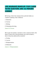 Life Insurance Bundled Study Guide&NewLine;Tested Questions And 100 Percent&NewLine;Correct