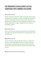 Life Insurance Exam Illinois Actual&NewLine;Questions With Verified Solutions