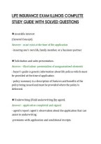 Life Insurance Exam Illinois Complete&NewLine;Study Guide With Solved Questions&NewLine;