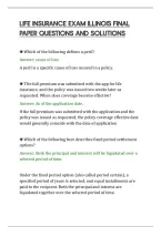 Life Insurance Exam Illinois Final&NewLine;Paper Questions And Solutions&NewLine;
